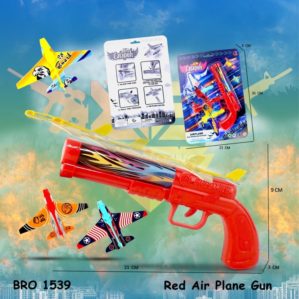 Merah Pistol Pesawat Bisa Terbang Pistolan Tembak Tembakan Mainan Anak BIGBANG BRO1539 - 1