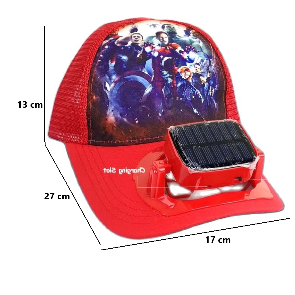 Merah Topi Kipas Tenaga Matahari Surya Solar Tanpa Baterai Charger Cas BIGBROTHER BRO1410 - 3