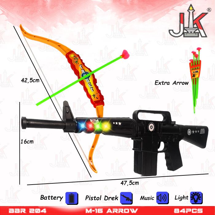 Panah Panahan Pistol Pistolan Tembak Tembakan Baterai Bunyi Suara Musik Nyala Lampu Mainan BBR204 - 4