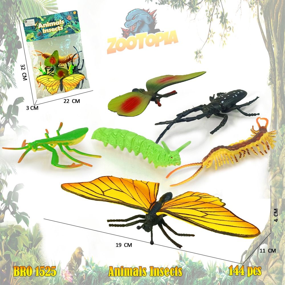 Hewan Serangga Insect Karet Mainan Anak Bayi Edukatif Hobi Koleksi Kupu Kupu Belalang BRO1525 - 1