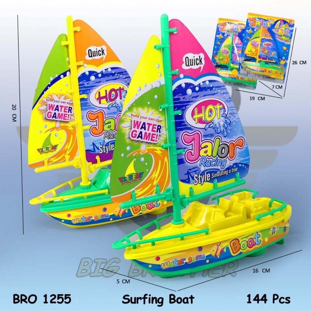 Kuning Surfing Boat Sail Boat Mainan Anak Perahu Otok Otok Layar Selancar Kapal Kapalan Laut BRO1255 - 2