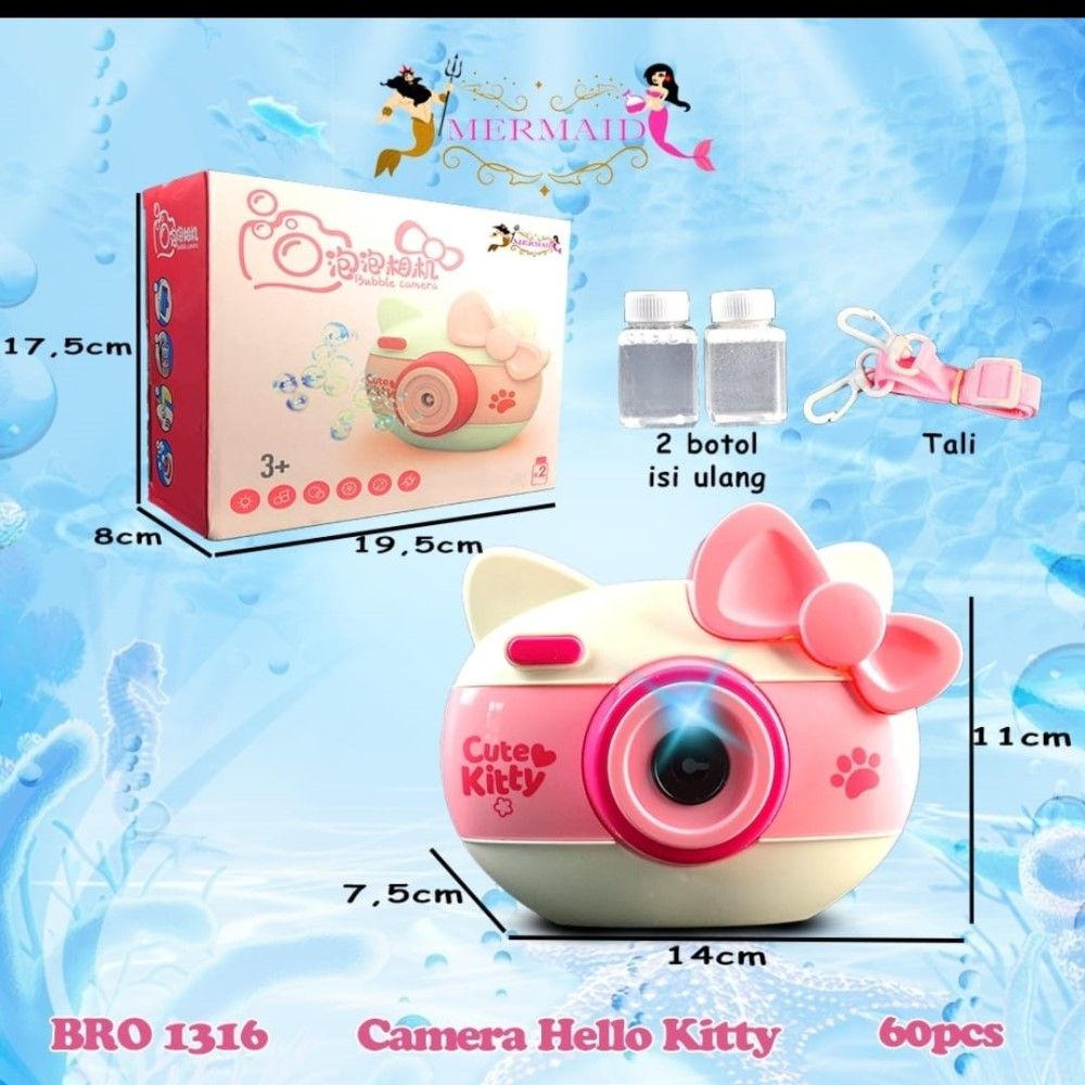 Hello Kitty Karakter Camera Bubble Gun Kamera Gelembung Busa Sabun MERMAID BRO1316 - 1
