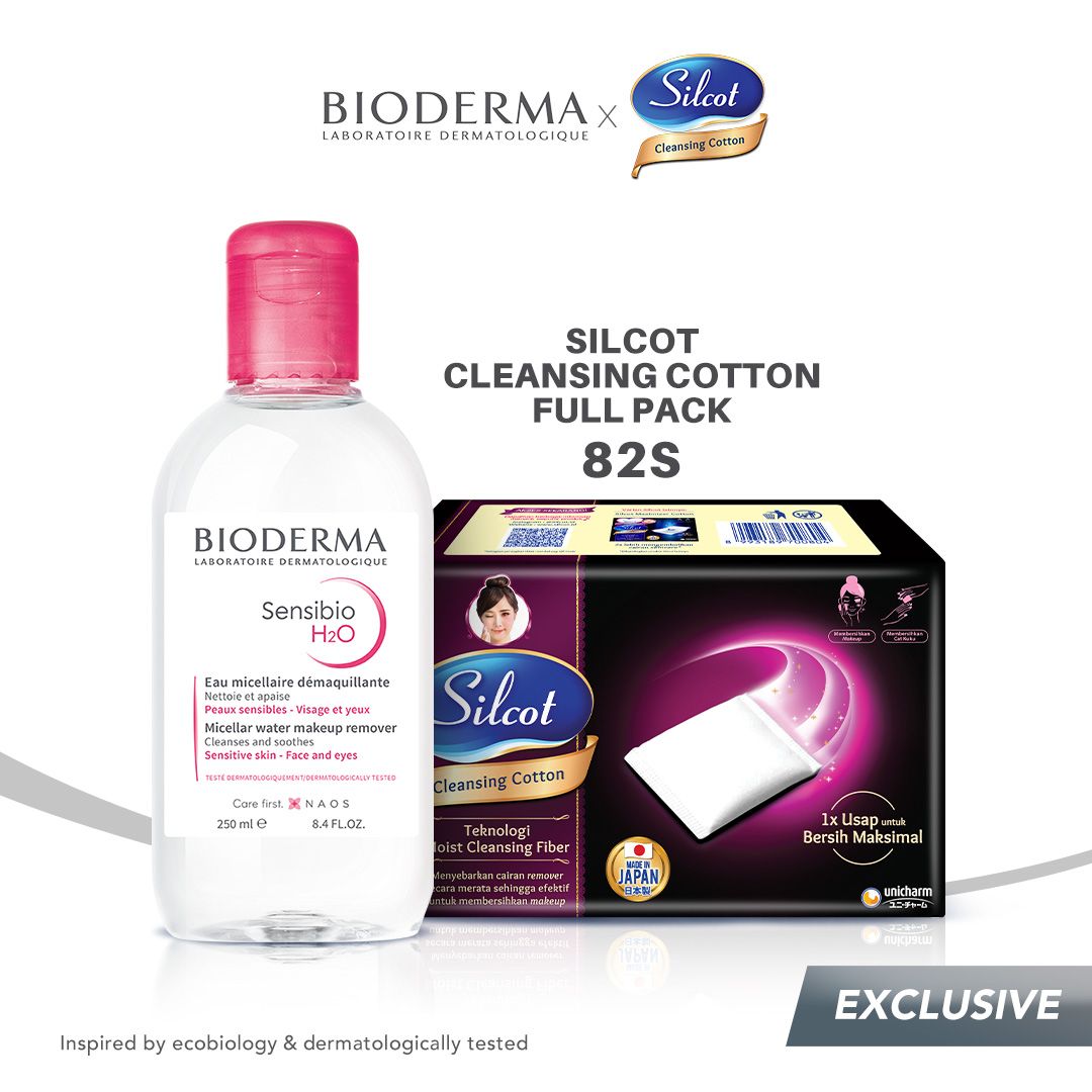 Bioderma x Silcot - Sensibio H2O 250 ml Free Silcot Cleansing Cotton 82S - 1