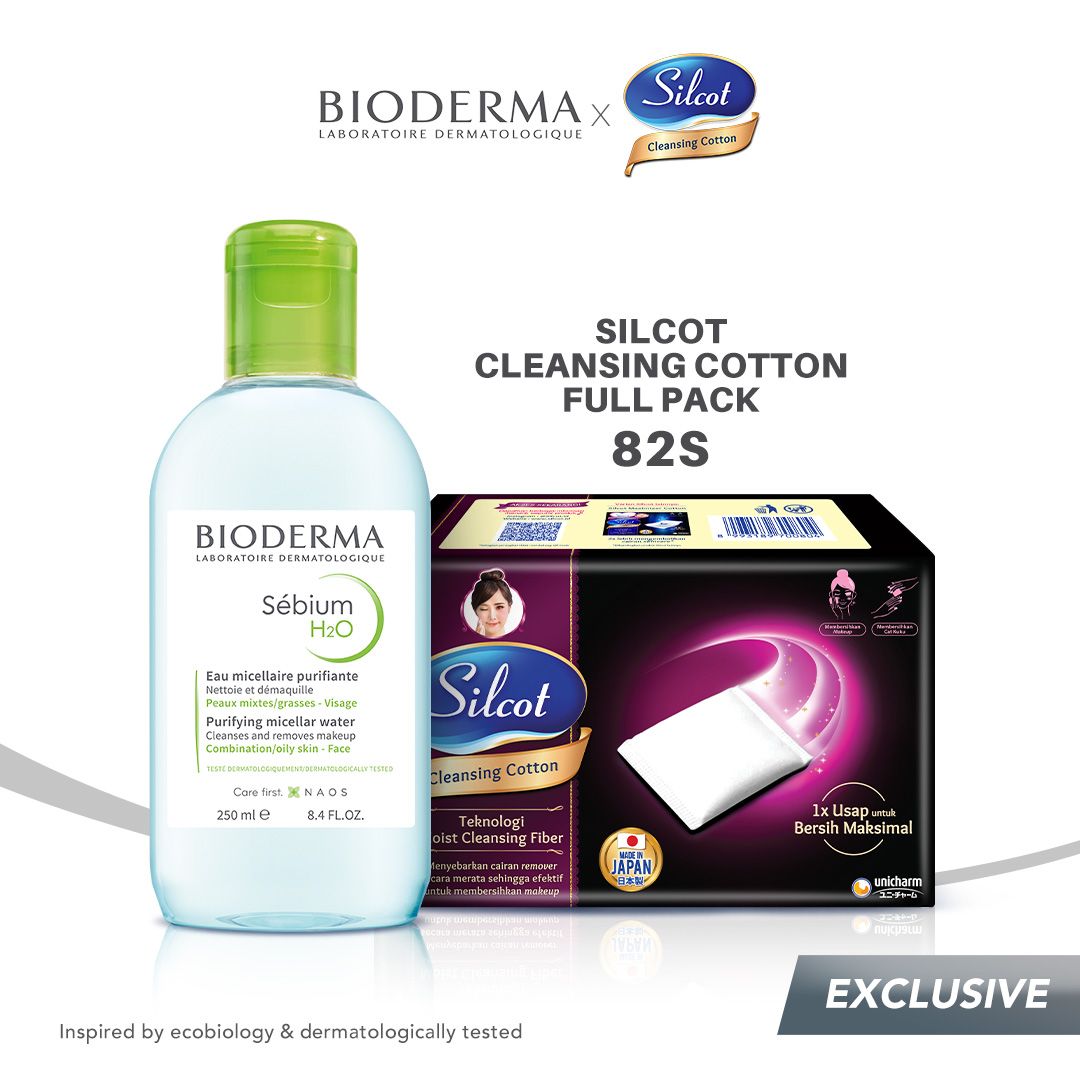 Bioderma x Silcot - Sebium H2O 250 ml Free Silcot Cleansing Cotton 82S - 1