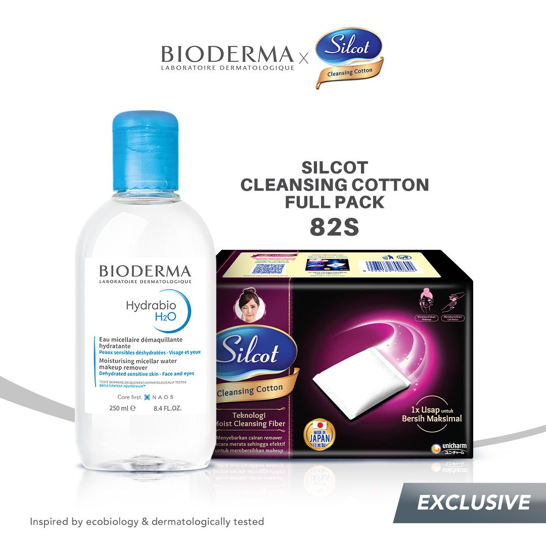 Bioderma x Silcot - Hydrabio H2O 250 ml Free Silcot Cleansing Cotton 82S - 1