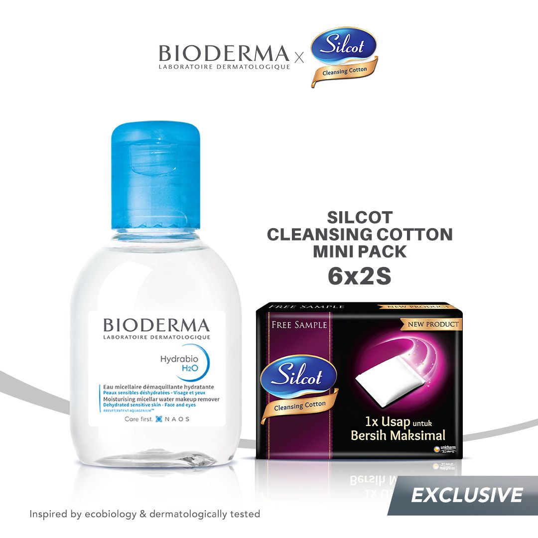 Bioderma x Silcot - Hydrabio H2O 100 ml Free Silcot Cleansing Cotton 6x2S - 1
