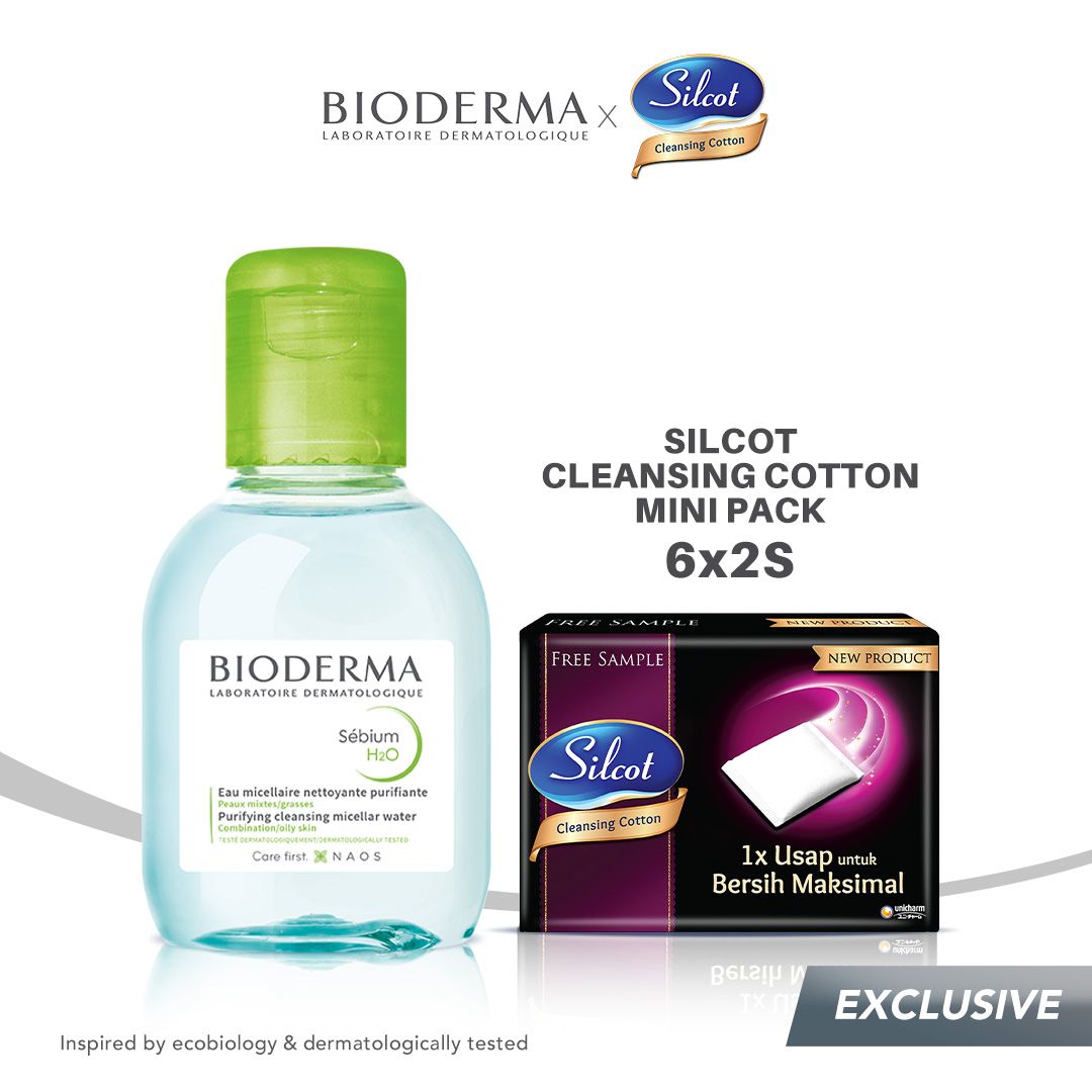 Bioderma x Silcot - Sebium H2O 100 ml Free Silcot Cleansing Cotton 6x2S - 1