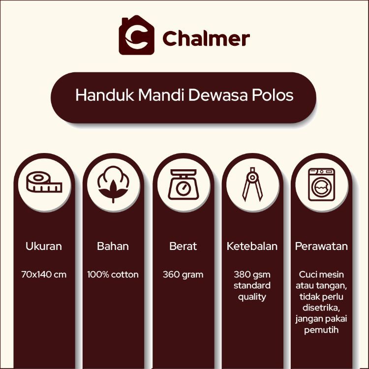 Handuk Mandi Chalmer 70x140 cm Ukuran Besar Handuk Dewasa - Hijau Tosca - 3