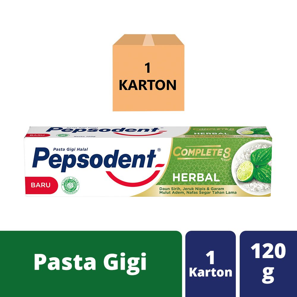 Pepsodent Action 123 Herbal 120G 1 Karton - 1