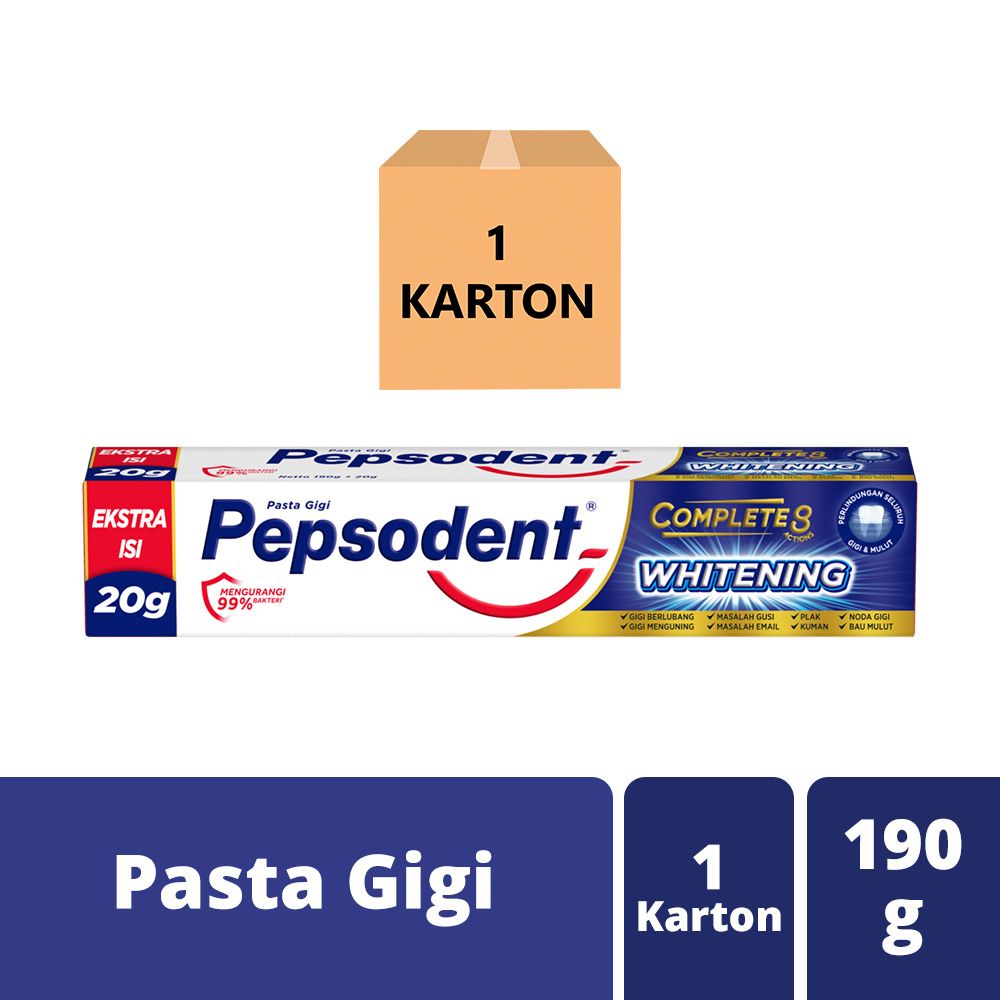 Pepsodent Action 123 Whitening 190G 1 Karton - 1