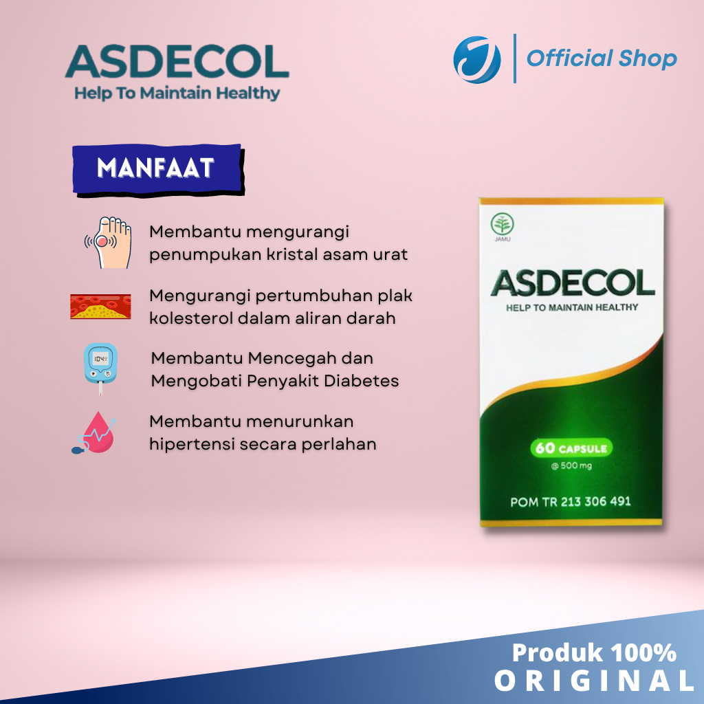 Obat Asam Urat dan Kolesterol ASDECOL ( 1 Box - Isi 60 Kapsul) - 2