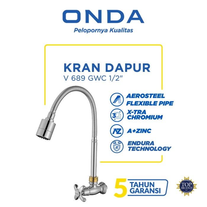 ONDA Kran Dapur Cuci Piring Angsa Tembok Fleksibel V 689 GWC 1/2" - 1