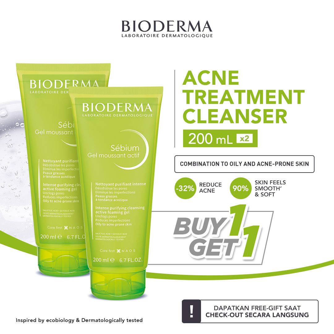 [BUY 1 GET 1] Bioderma Sebium Gel Moussant Actif 200 ml - 1