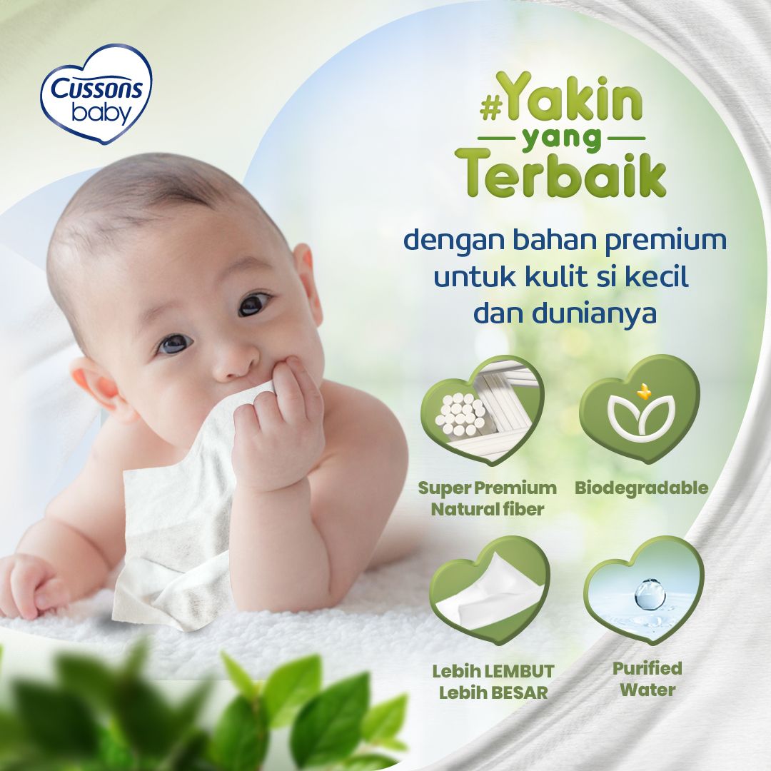 Cussons Baby Wipes Newborn Sensitive -Tisu Basah Bayi-Ganti Popok 45'sX2 - 2