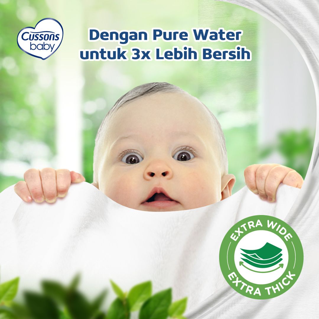 Cussons Baby Wipes Newborn Sensitive -Tisu Basah Bayi-Ganti Popok 45'sX2 - 3