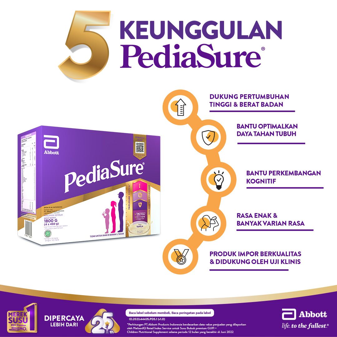 PediaSure Vanila 1800 g (1-10th) - Nutrisi Pertumbuhan - 2 pcs - 2