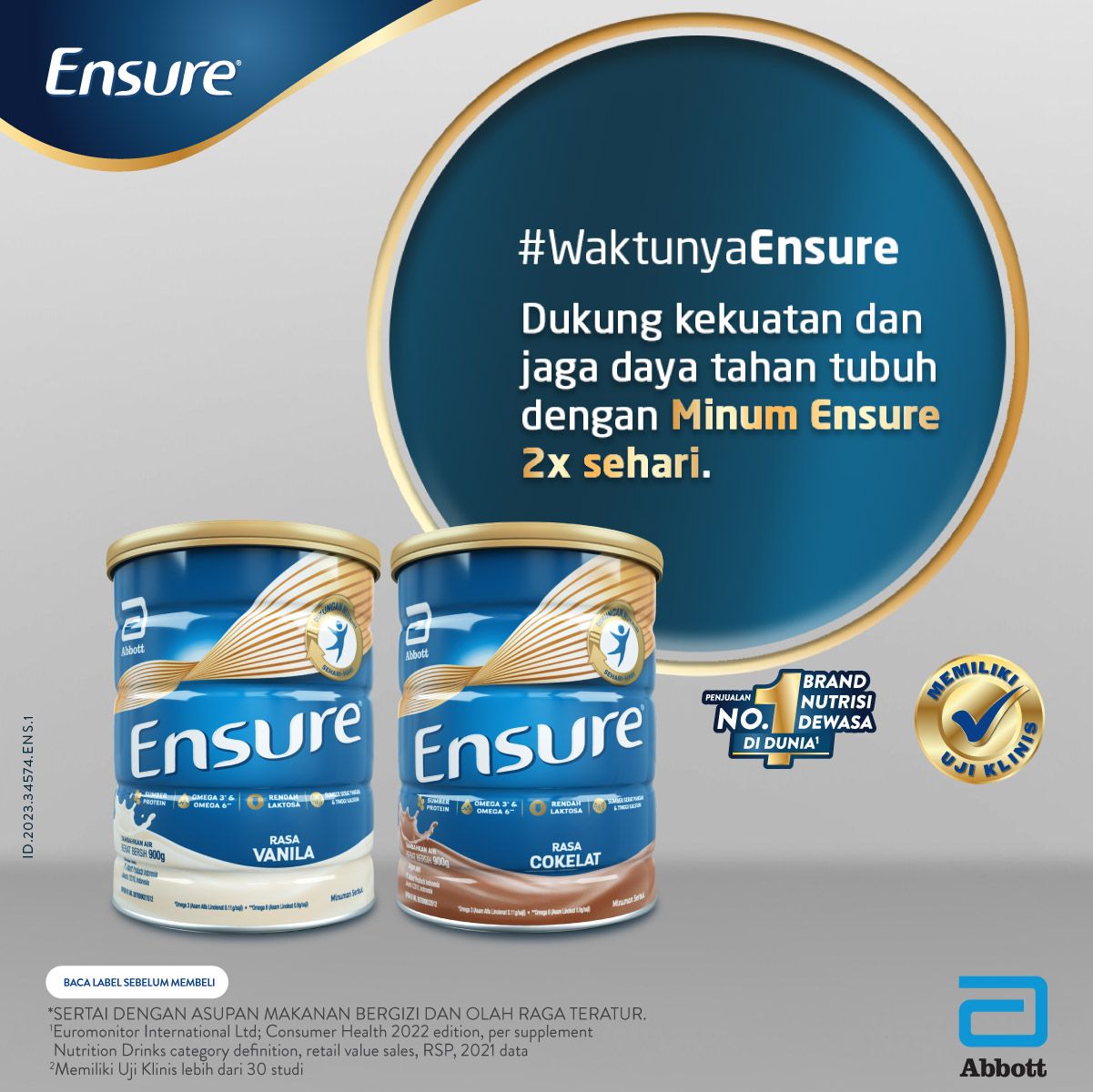 Ensure Cokelat 900 g - Susu Nutrisi Dewasa Rendah Laktosa - 4