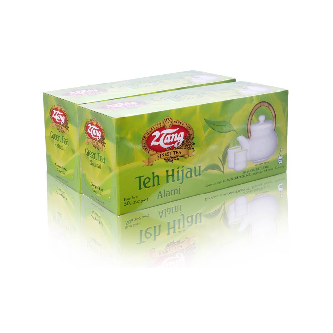 2Tang Green Tea Natural Teh Celup [2 box @25 Kantong/ 2 gr] - 1