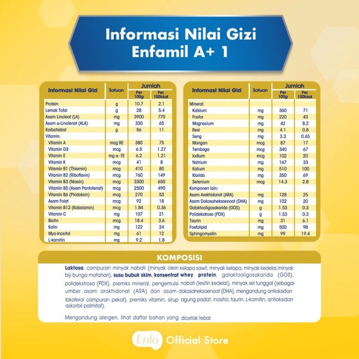 Enfamil A+1 Susu Formula Bayi - Plain - 800g - 2