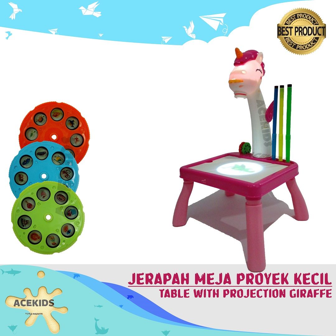 Acekids Projection Painting Mainan Edukatif Meja Proyektor Karakter Jerapah Murah - HM1103A - 1