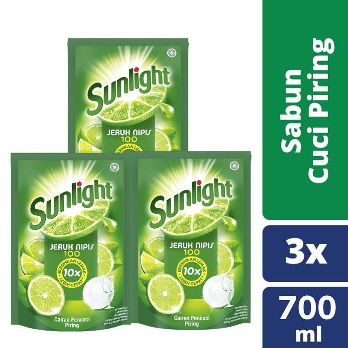 Sunlight Sabun Cuci Piring Jeruk Nipis Refill 755Ml isi 3 - 1