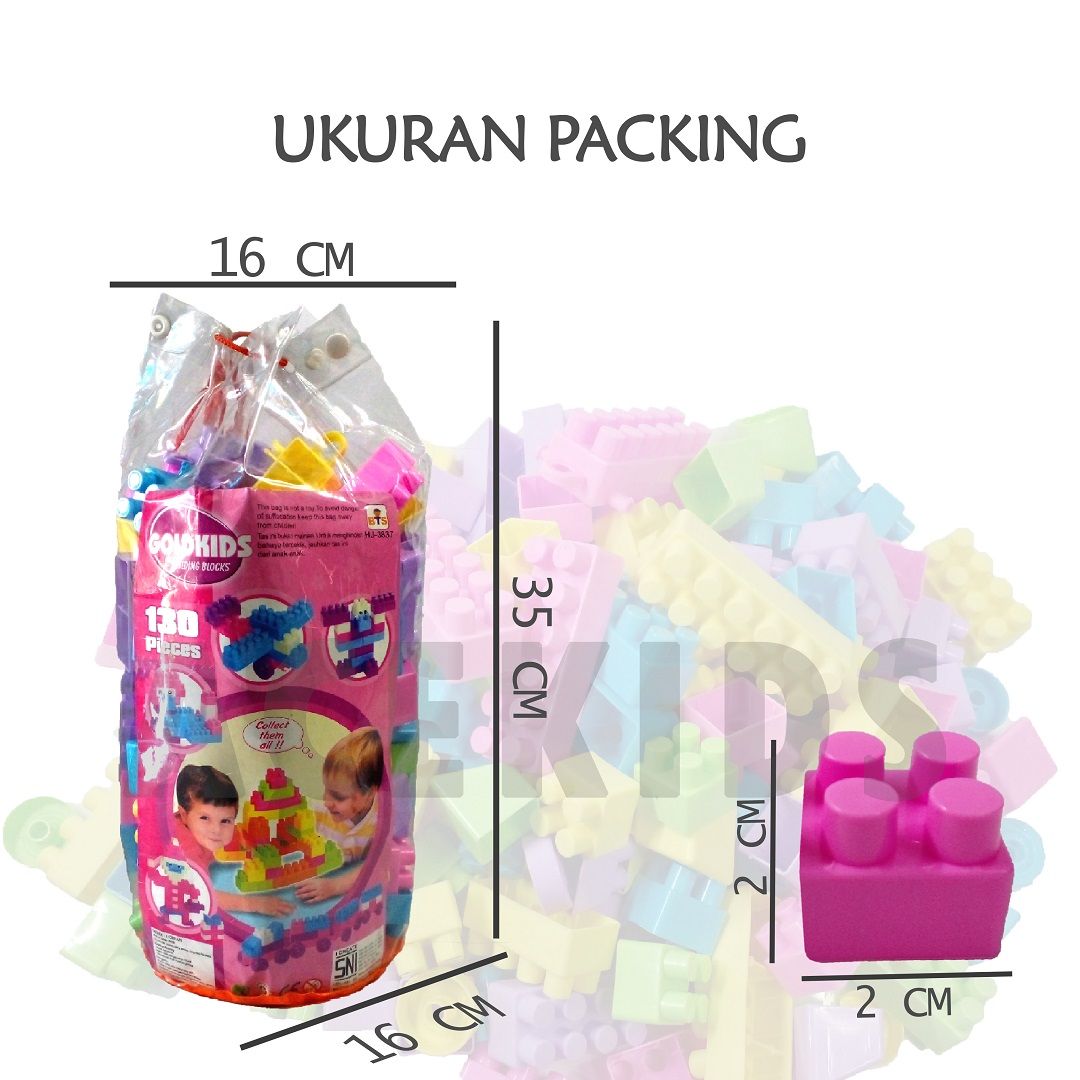 Acekids Mainan Edukasi Bloks Susun Anak Kreatif Bloks Goldkids Isi 130 Murah Original - HJ3837 - 2