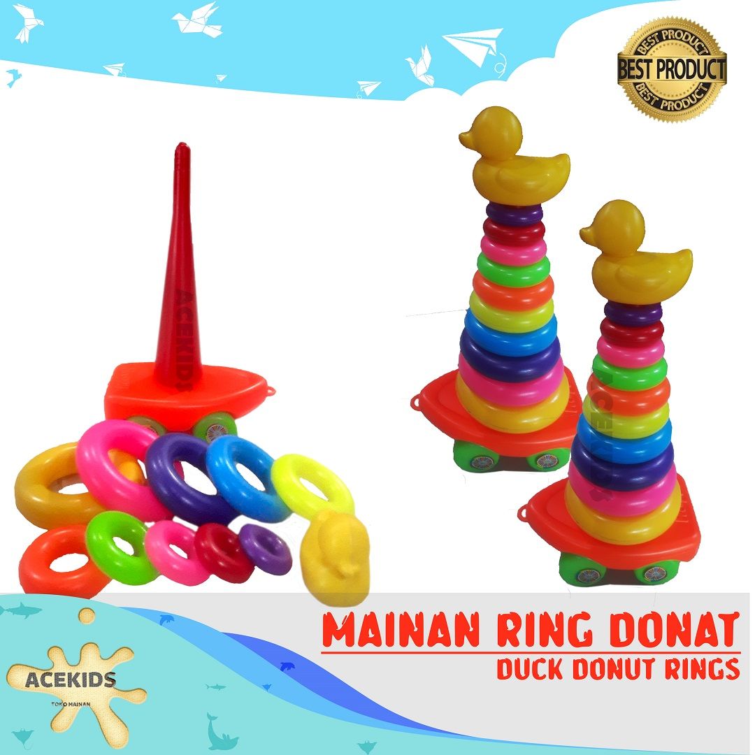 Acekids Mainan Anak Ring Donat Bebek Beroda Isi 10 Murah Original - B446 - 1