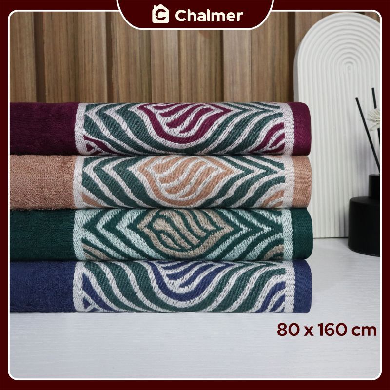 Handuk Besar Jumbo Chalmer 80 x 160 cm Handuk Mandi Dewasa Motif Maize - Ungu Tua - 4