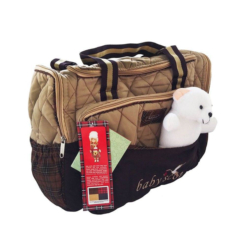 Baby Scots Tas Bordir Scots Embroidery Bag Ukuran Besar Dengan Boneka Coklat - 1