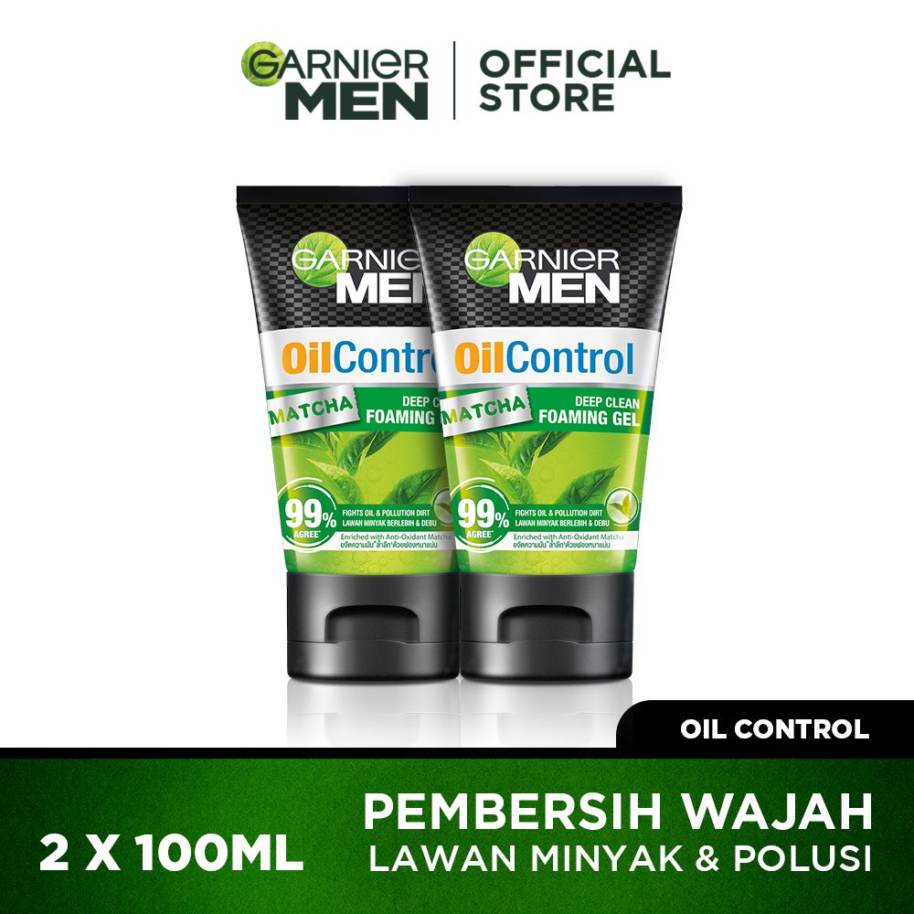 Garnier Men Turbolight Oil Control Matcha Gel 100ml Twin Pack - 1