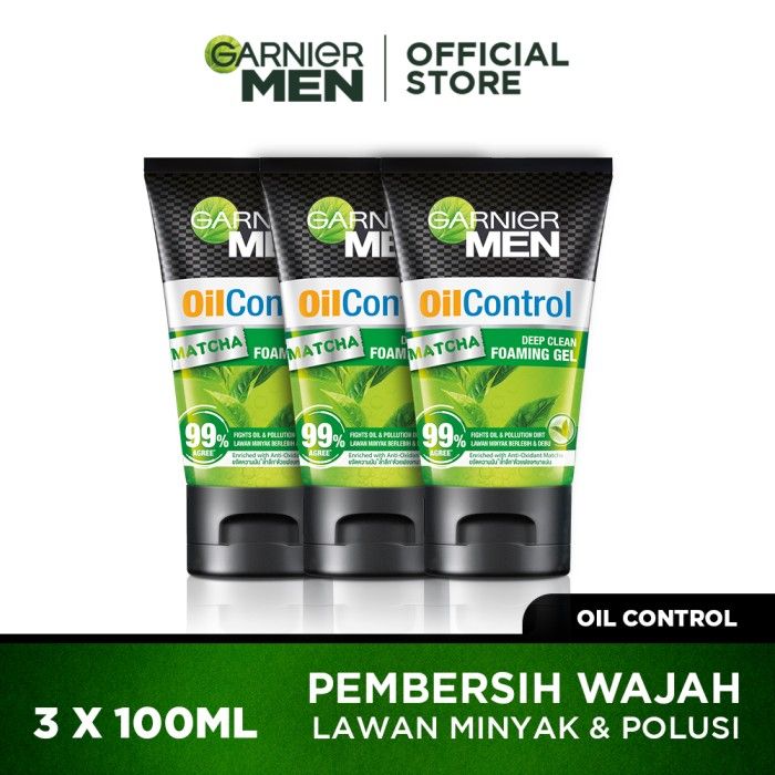 Garnier Men Turbolight Oil Control Matcha Gel 100ml Pack of 3 - 1