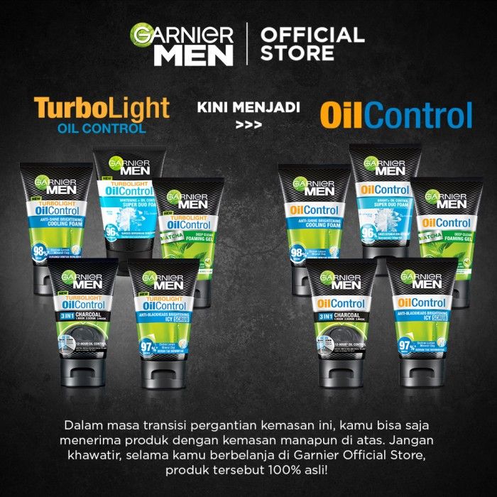 Garnier Men Turbolight Oil Control Matcha Gel 100ml Pack of 3 - 3