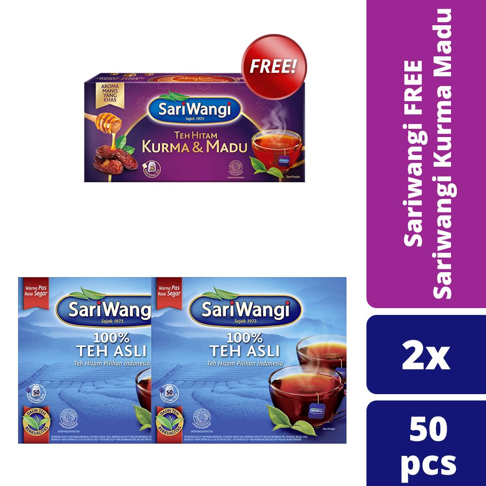 Sariwangi 2 pack isi 50 Free Sariwangi Kurma Madu - 1