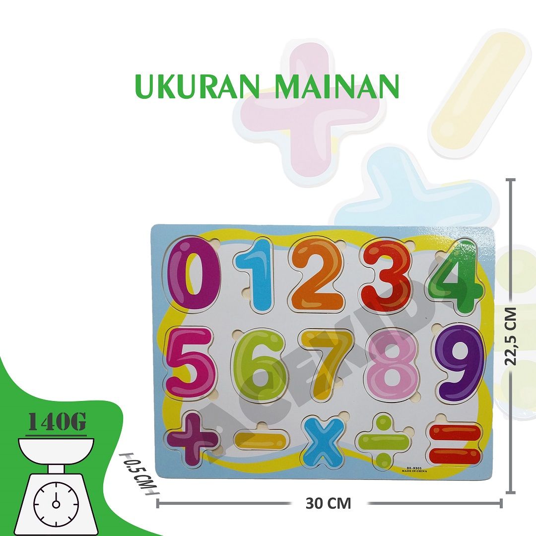 Acekids Mainan Edukasi Wooden Puzzle Angka Balok Kayu Puzzle Murah - 300Y-19ABC/300Y-19NC - 3