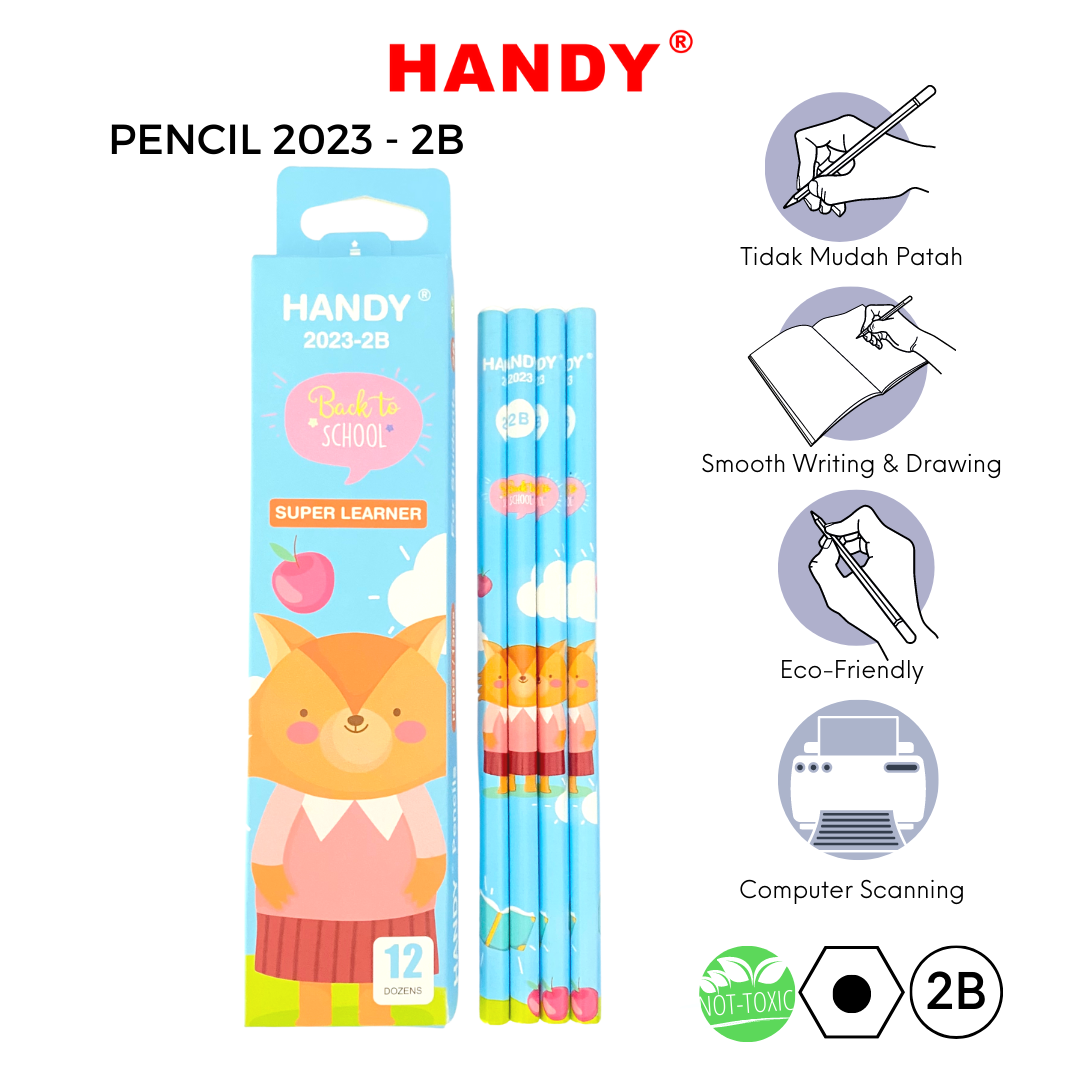 PENSIL HANDY 2023 - 2B Isi 12 PCS Pencil Sketch Gambar Writing Drawing - 5