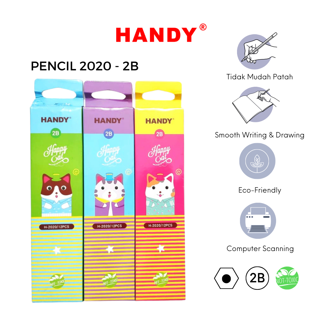PENSIL HANDY 2020 - 2B Isi 12 PCS Pencil Sketch Gambar Writing Drawing - 1