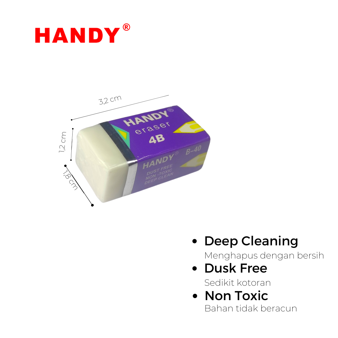 PENGHAPUS / ERASER / SETIP HANDY B40 - White 4B 1 DUS - 2