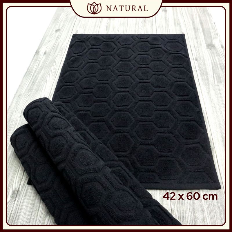 Keset Natural by Chalmer Motif Honey Comb Seri Black 42 x 60 cm Keset Handuk - Black - 5