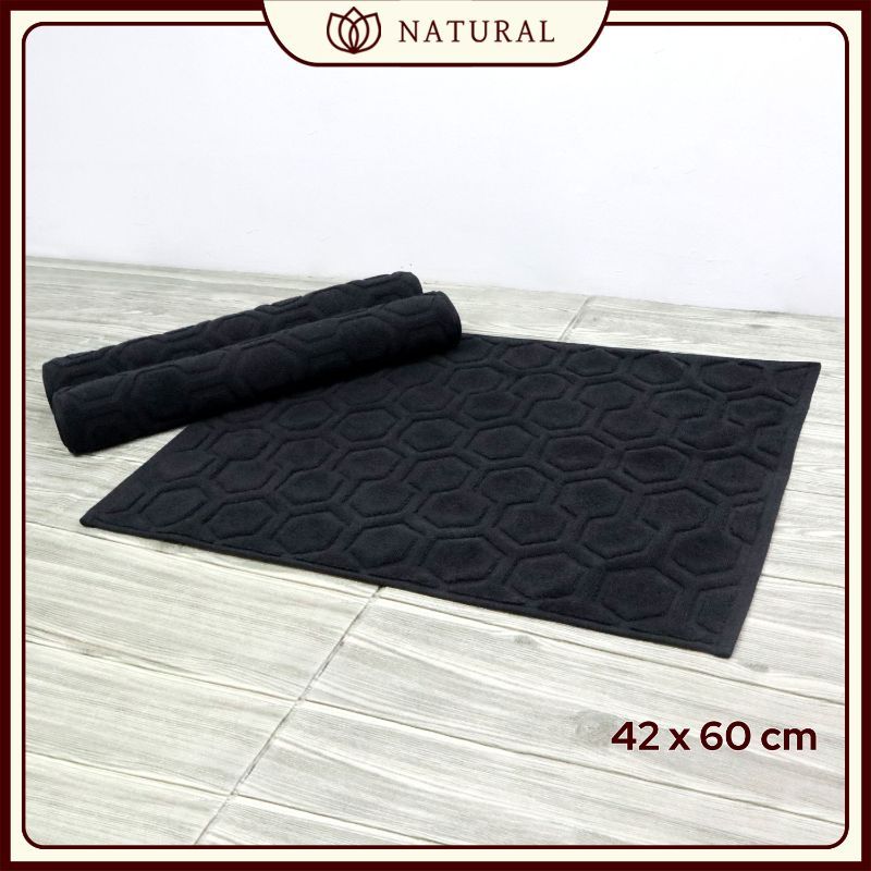 Keset Natural by Chalmer Motif Honey Comb Seri Black 42 x 60 cm Keset Handuk - Black - 3