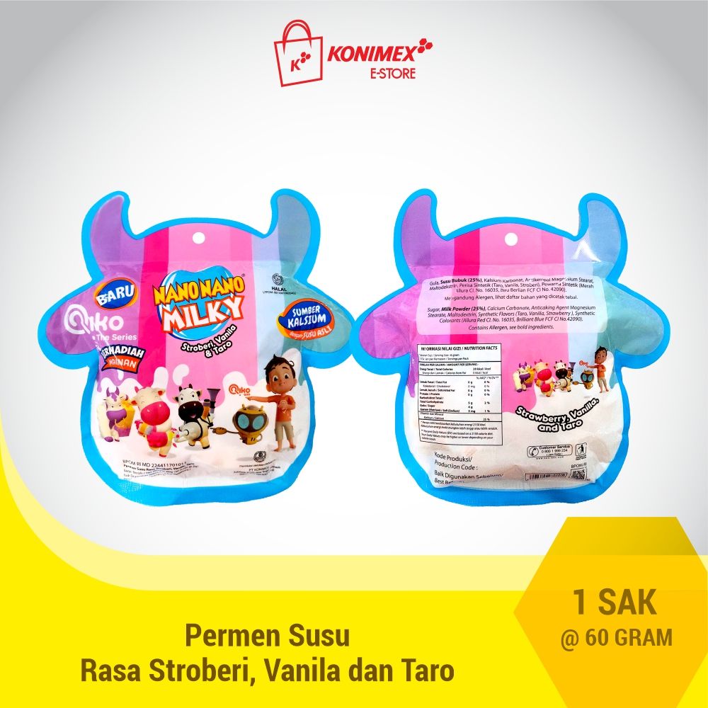 Nano Nano Milky Assorted Sak 30 Butir (Stroberi. Vanila. Taro) - 3