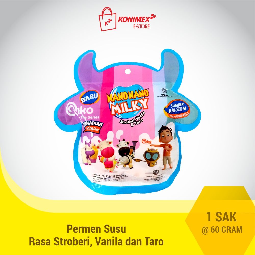 Nano Nano Milky Assorted Sak 30 Butir (Stroberi. Vanila. Taro) - 1