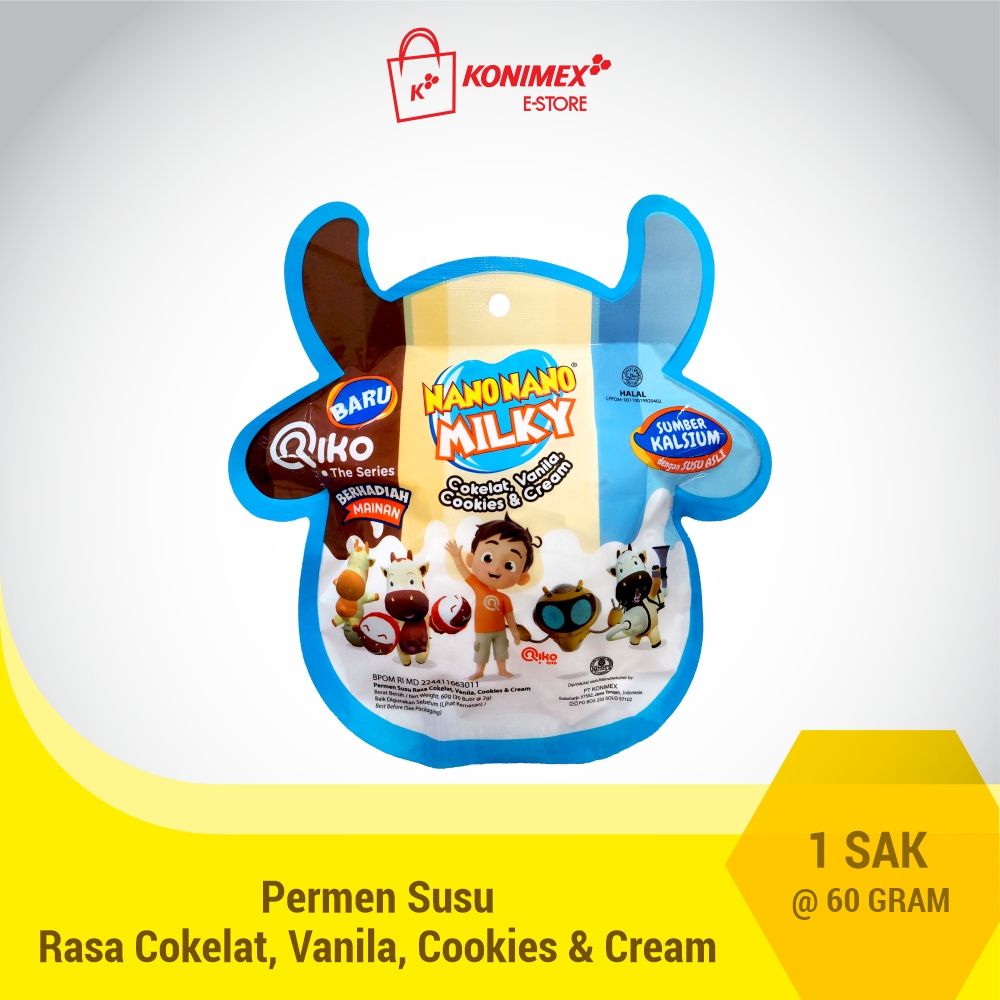 Nano Nano Milky Assorted Sak 30 Butir (Cokelat. Vanila. Cookies & Cream) - 1