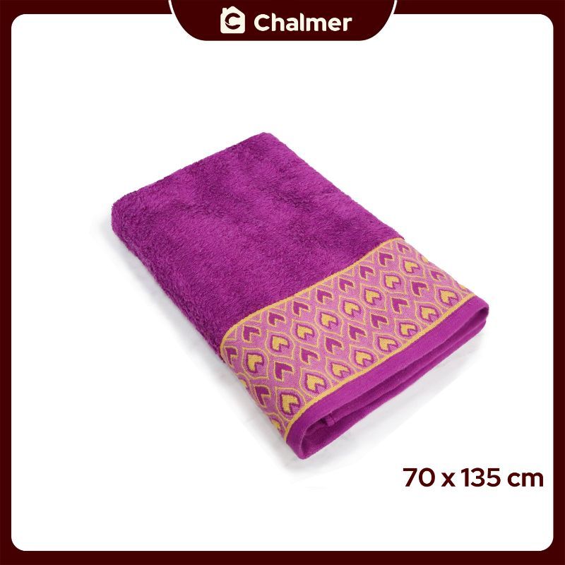 Handuk Mandi Chalmer 70 x 135 cm Motif Merak Handuk Mandi Dewasa Ukuran Besar - Ungu - 1