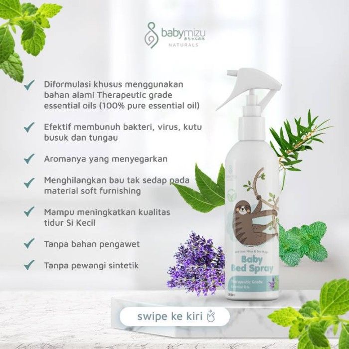 BABYMIZU Baby Bed Spray - Spray Kasur Bayi Anti Tungau. Kutu Kasur. Anti Bacterial & Virus 250ml - 3