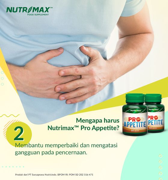 Nutrimax Pro Appetite Isi 30 Tablet Penambah Nafsu Napsu Makan Kesehatan Pencernaan Lambung - 4