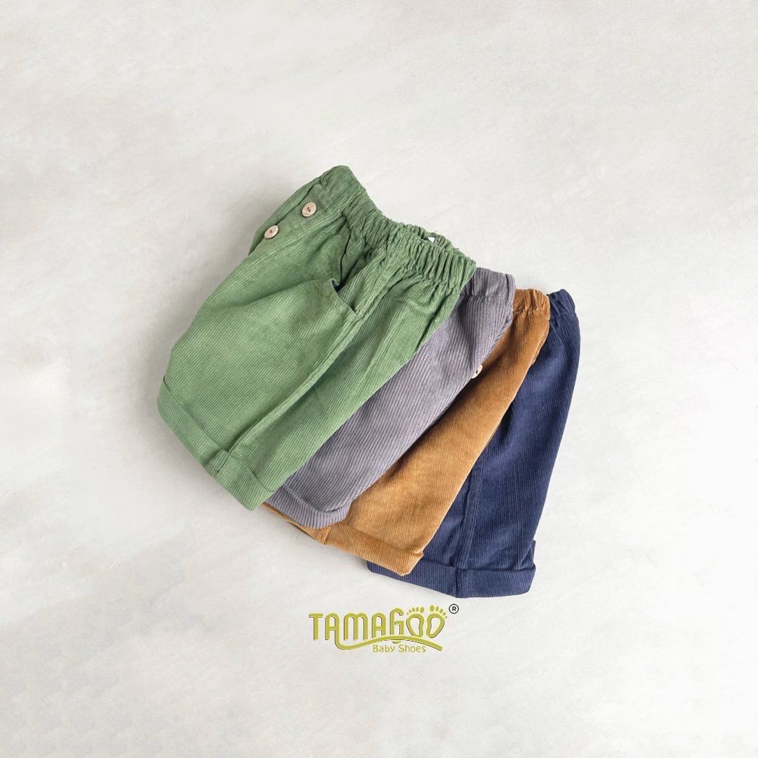 Tamagoo Corduroy Celana Pendek Anak bahan Corduroy - Roy Corduroy Grey Short Pants Lembut - 2