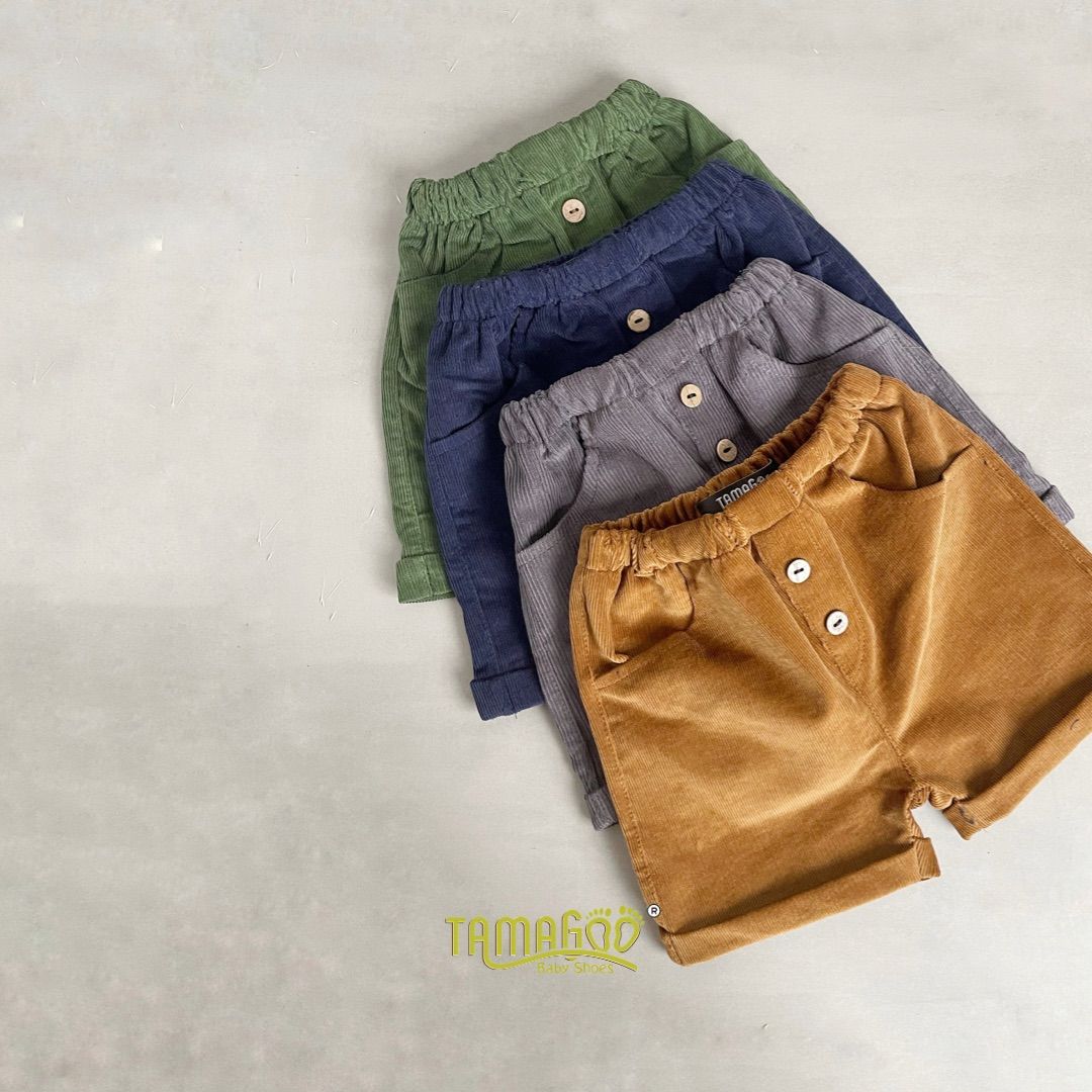 Tamagoo Corduroy Celana Pendek Anak bahan Corduroy - Roy Corduroy Grey Short Pants Lembut - 3
