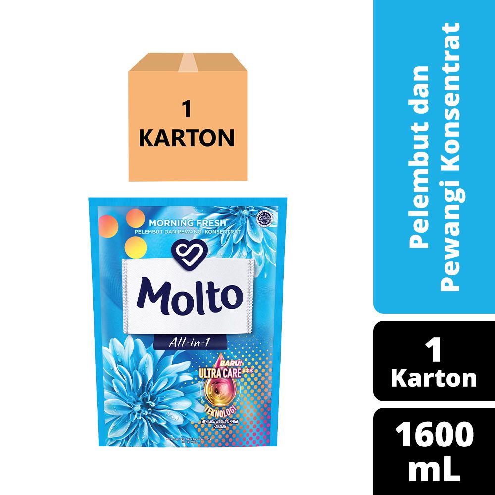 Molto Pelembut & Pewangi All-in-1 Blue 1600Ml - 1 Karton - 1
