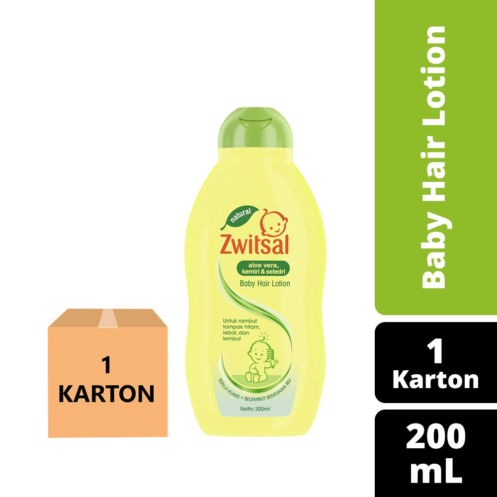Zwitsal Baby Natural Hair Lotion Bayi Aloe Vera Kemiri Seledri 200Ml - 1 Karton - 1