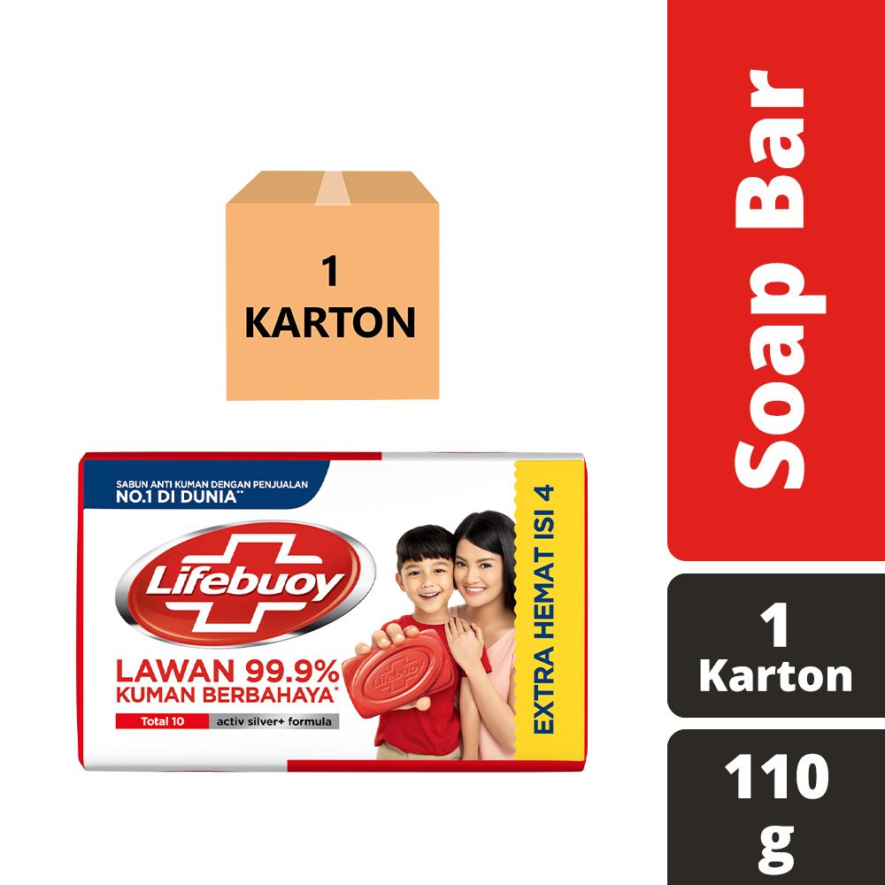 Lifebuoy Sabun Batang Total 10 Isi 4X110G - 1 Karton - 1